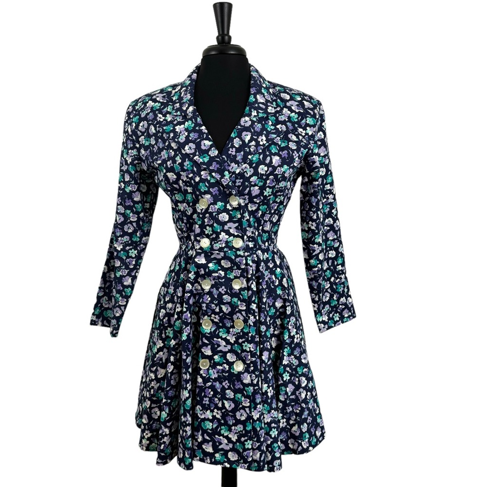 Vintage 90s Rampage Products Dress Floral Collared Fit and Flare 1990s